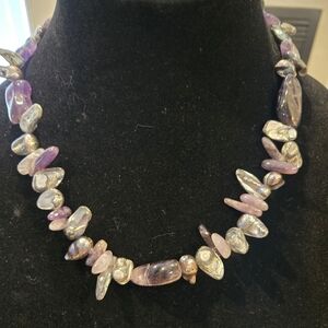 Elegant Purple and Silver Beaded Necklace